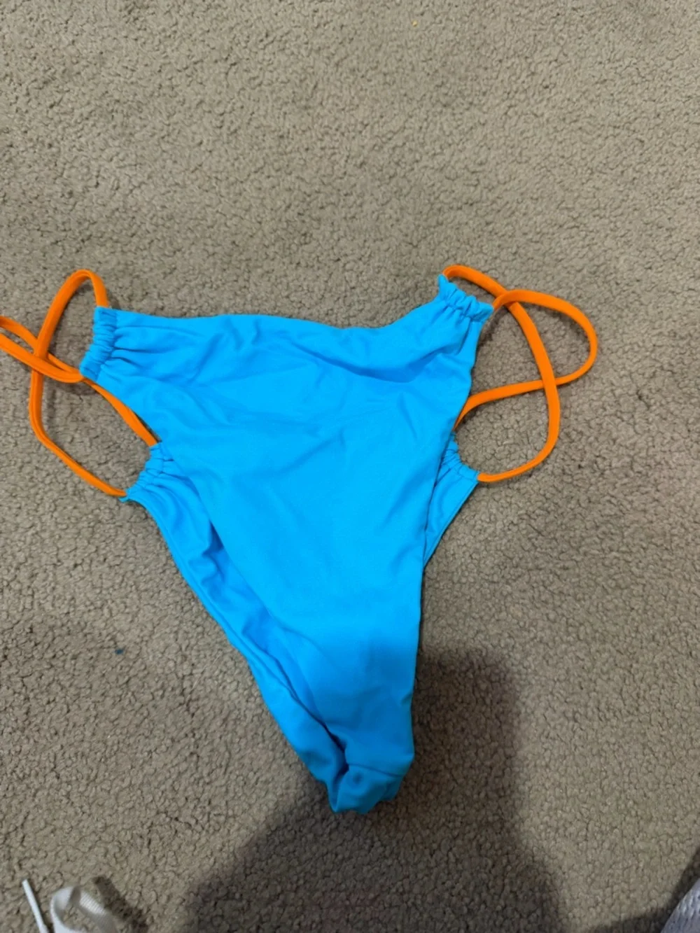 Lovers + Friends Turquoise Bikini Bottom with Orange Trim - Picture 4 of 6